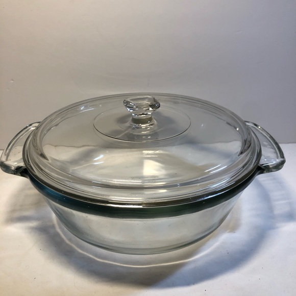 Vintage Anchor Ovenware 2 qt Covered Casserole Baking Bowl Clear Large with Lid - Picture 11 of 12